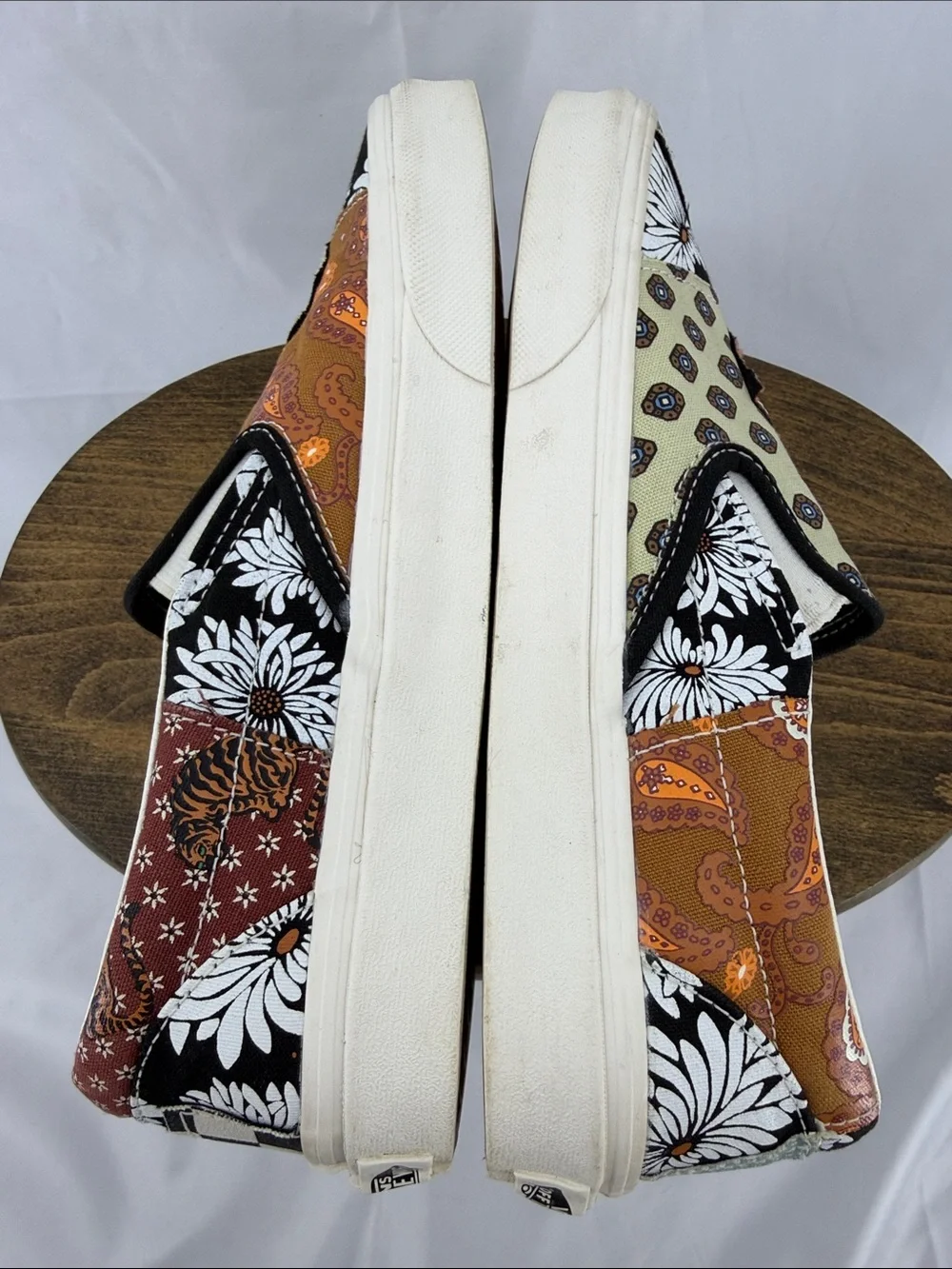Vans Classic Tiger Patchwork Slip-On Loafers Sneakers, W 8.5, M 7
